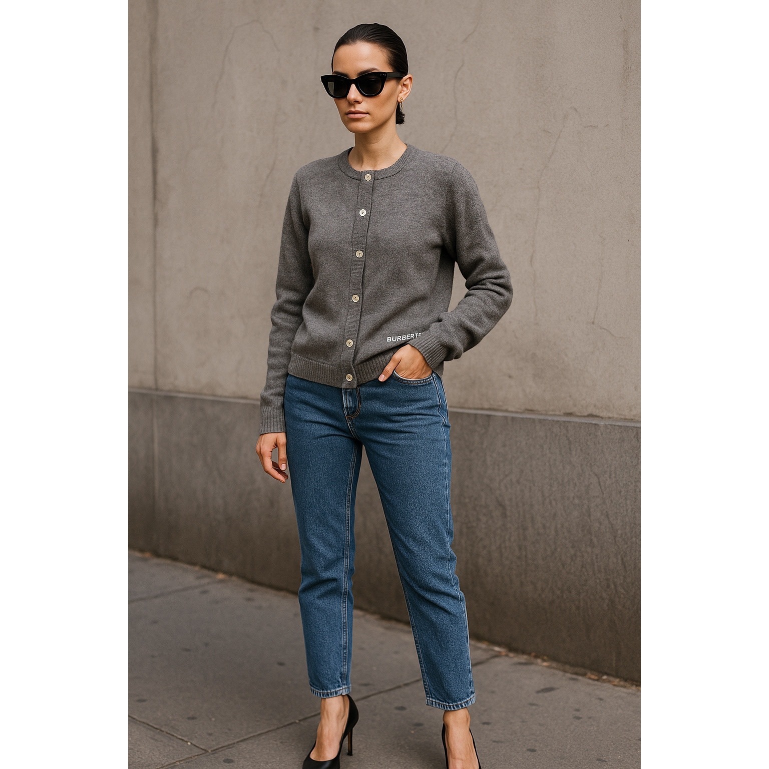 Burberry London Wool Cardigan Made In Italy Size M